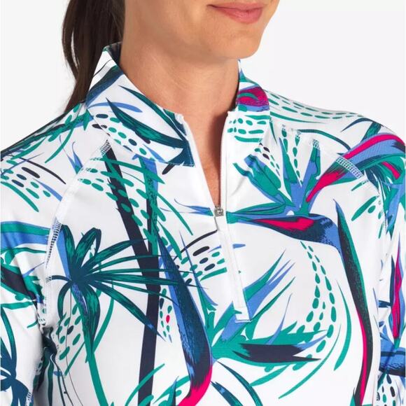 PUMA Women's Floral Birds of Paradise YOU-V 1/4 Zip Pull Over Size M - Picture 3 of 7